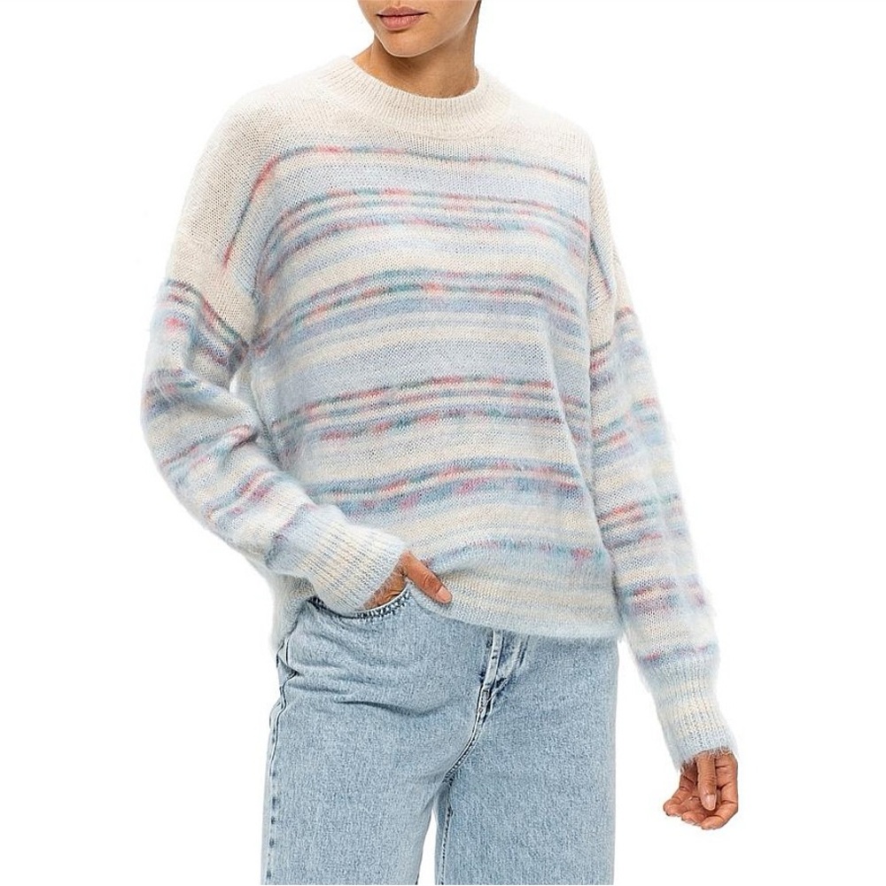 Isabel Marant Etoile Striped Intarsia Knitted Sweater Baby Blue Pink Size 38
